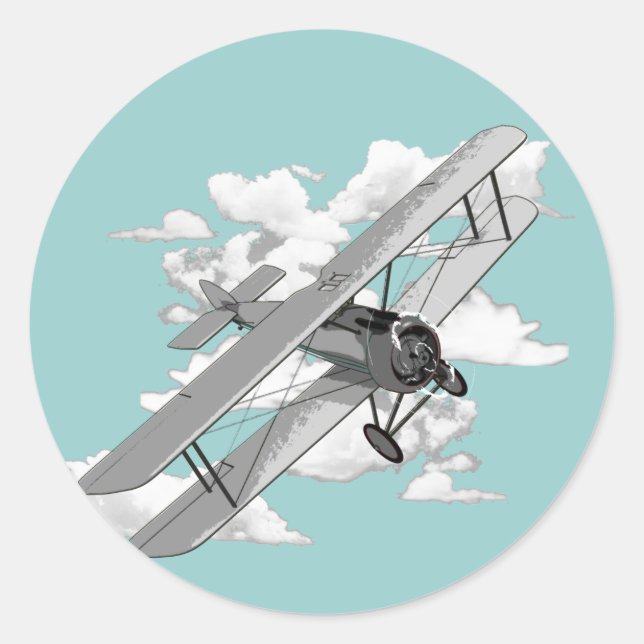 Vintage Plane Classic Round Sticker (Front)