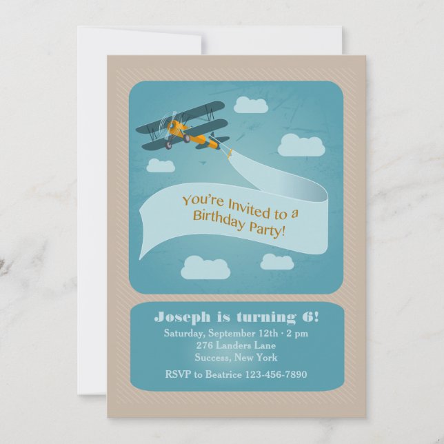 Vintage Plane Invitation (Front)