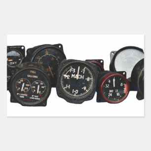 Vintage plane WWII flying dials displays Rectangular Sticker