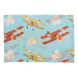 Vintage Planes Clouds Background Pattern Pillowcase