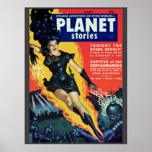 Vintage “Planet Stories” pulp comic Poster