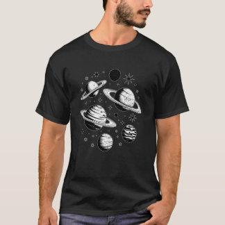 Vintage Planets Ink Line Retro Astronomical Star M T-Shirt