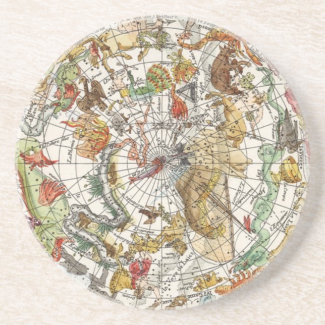 Vintage Planisphere Star Map by Nicholas de Fer Coaster (Front)