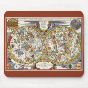 Vintage Planisphere Star Map by Nicholas de Fer Mouse Pad