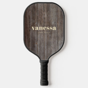 Vintage Planks Minimal Modern Classic Name Pickleball Paddle