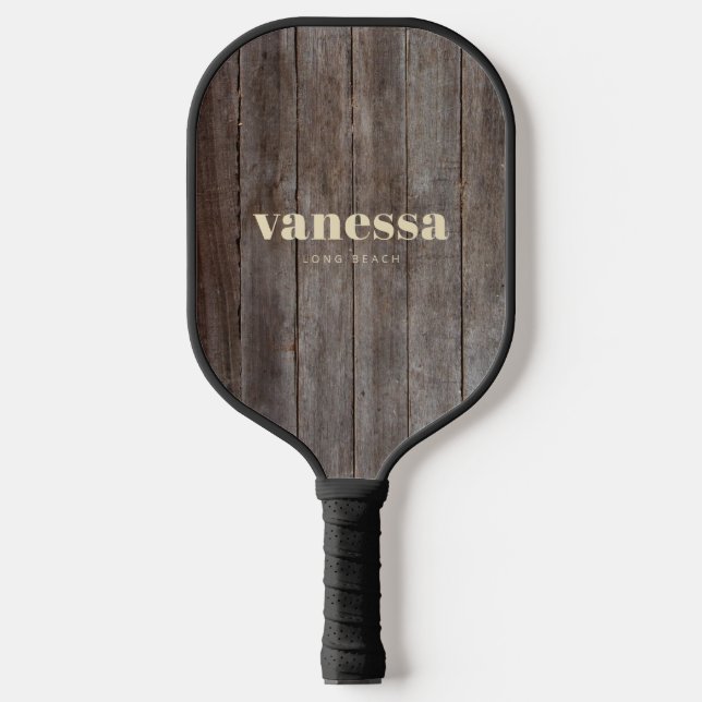 Vintage Planks Minimal Modern Classic Name Pickleball Paddle (Front)