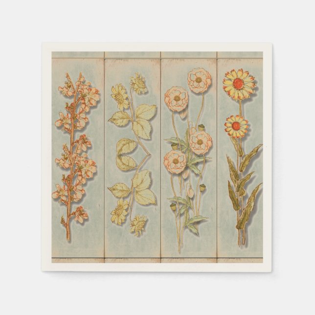 Vintage Plant Illustrations Rustic Napkin (Front)