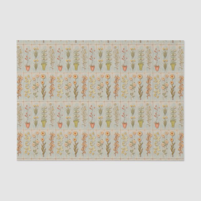 Vintage Plant Illustrations Tissue Paper (Front)