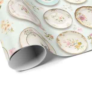 Vintage plates wrapping paper