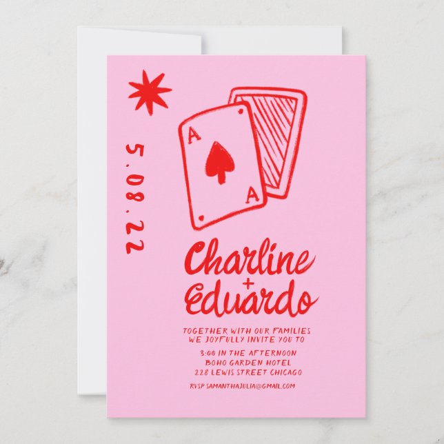 Vintage playing cards hearts Simple Wedding (Front)