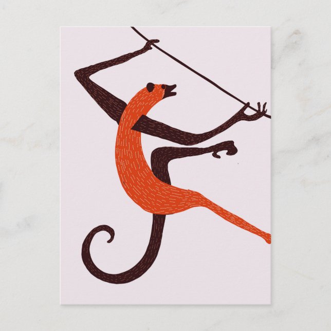 Vintage Playing Monkey Postcard (Front)