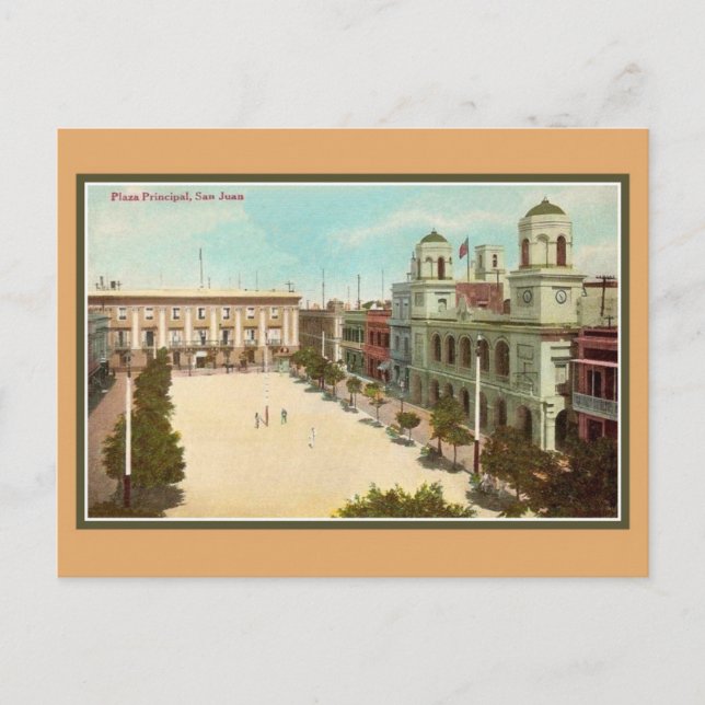 Vintage Plaza Principal San Juan Puerto Rico Postcard (Front)