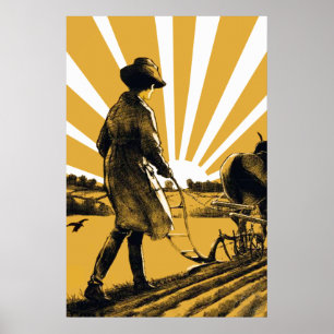 Vintage Plough Girl Poster Print