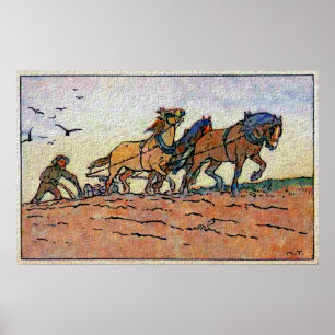 Vintage Plough Team Poster