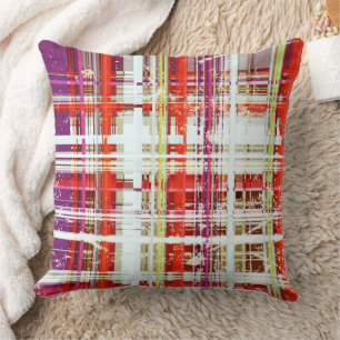 Vintage Plum Peach Grape Retro Plaid Cushion