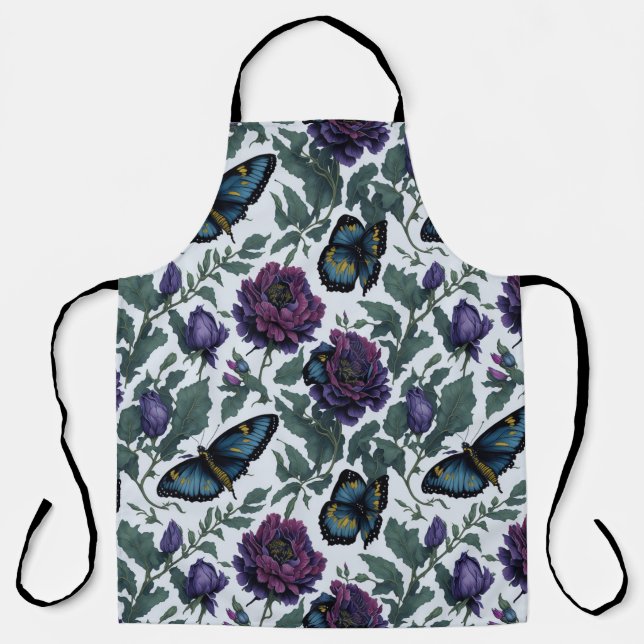Vintage plum purple magenta floral butterflies  apron (Front)