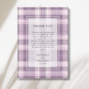 Vintage Plum Purple Plaid Country Thank You Card