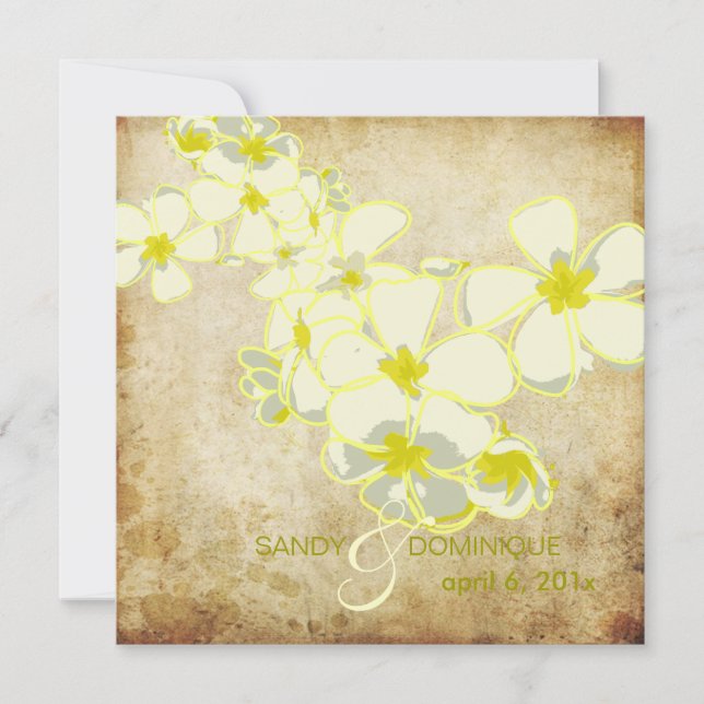 Vintage Plumeria leis/DIY invitations (Front)