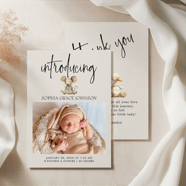 Vintage Plush Nursery Animals Baby Announcement (Creator Uploaded)