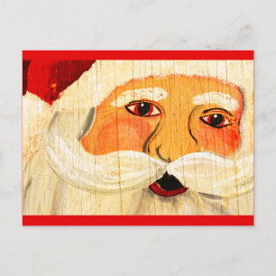 Vintage plywood Santa Holiday Postcard