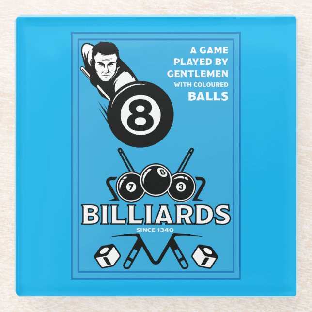 Vintage Pocket Billards Glass Coaster (Front)