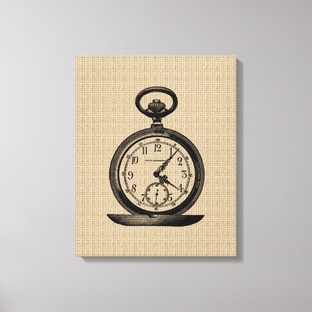 Vintage Pocket Watch on Canvas Print (Front)