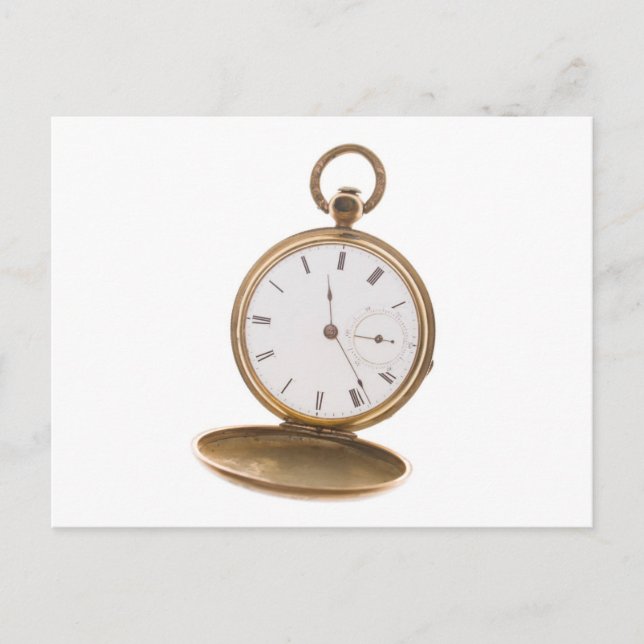 Vintage Pocket Watch Postcard (Front)