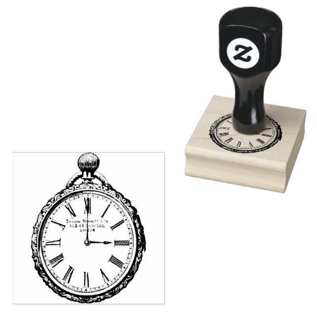  Vintage  Pocket Watch Rubber Stamp (Stamped)
