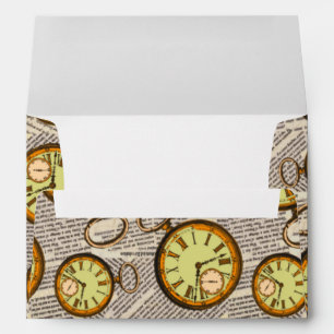 Vintage Pocket Watch Steampunk Old Style Newspaper Envelope