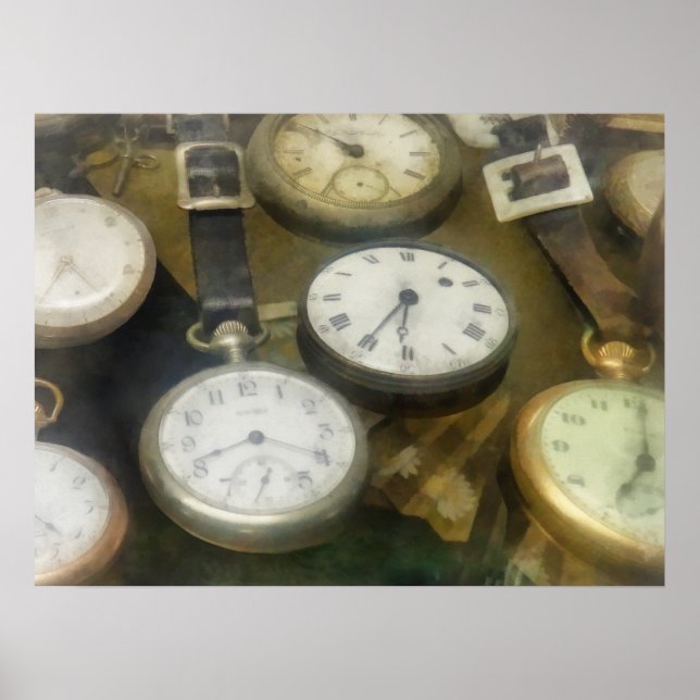 Vintage Pocket Watches Poster (Front)