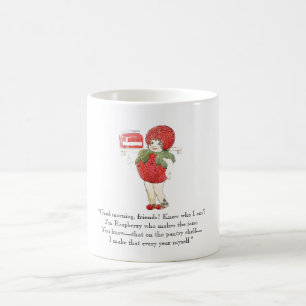 Vintage Poem Raspberry Cute Kids Red Fruit Drawing Coffee Mug