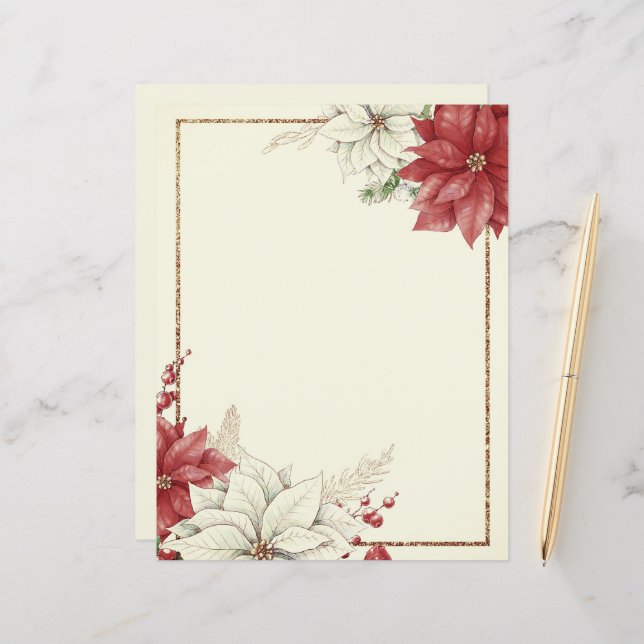 Vintage poinsettia frame Christmas (Front/Back In Situ)