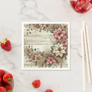 Vintage Poinsettia Garland Decoupage Napkins