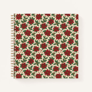 Vintage Poinsettia Holiday  Notebook