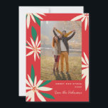 Vintage Poinsettias Christmas Photo Vertical Holiday Card<br><div class="desc">Customise with your greeting or message for the holiday season. Original frame by Becky Nimoy. Add a photo on the back or a message.  Pattern can be removed if desired</div>