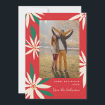 Vintage Poinsettias Christmas Photo Vertical Holiday Card<br><div class="desc">Customise with your greeting or message for the holiday season. Original frame by Becky Nimoy. Add a photo on the back or a message.  Pattern can be removed if desired</div>