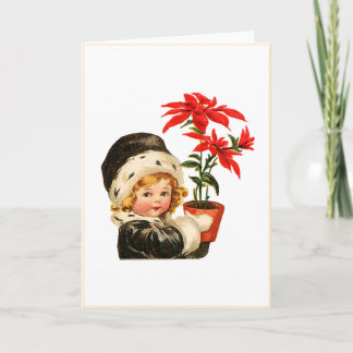 Vintage Poinsettias Holiday Card