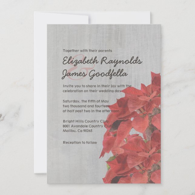 Vintage Poinsettias Wedding Invitations (Front)