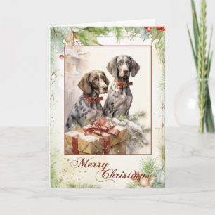 Vintage Pointer Christmas Holiday Card