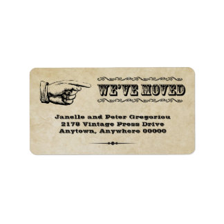 Vintage Pointer Moving Announcement Label