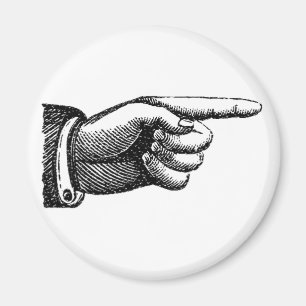 vintage pointing finger magnet, housewarming magnet