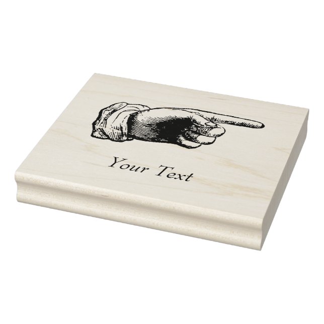 Vintage Pointing Hand with Custom Text Rubber Stamp (Stamp)