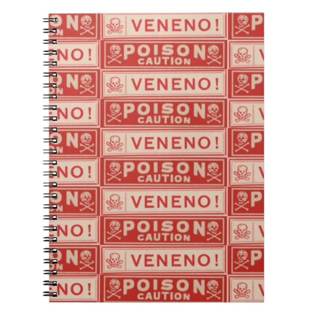 Vintage Poison Labels Spiral Notebook (Front)