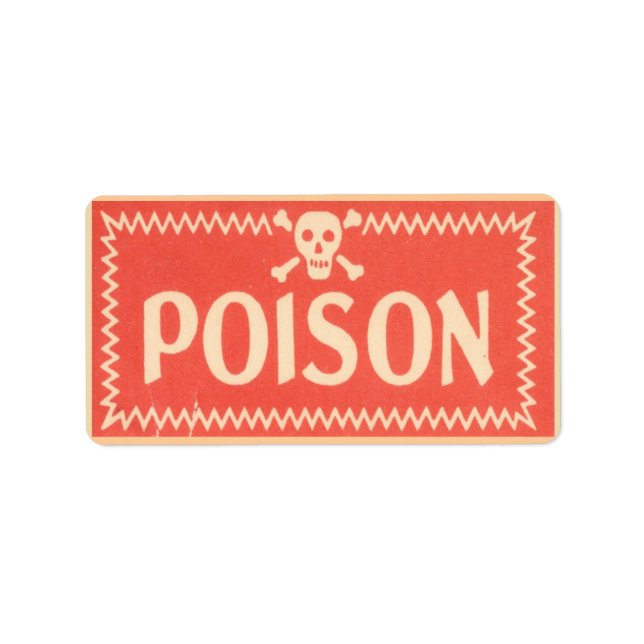 Vintage Poison Sticker Label Warning Notice (Front)