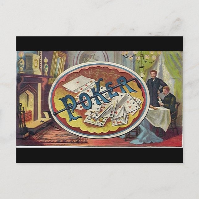 Vintage Poker Mens Smoking Room Gambling Postcard (Front)