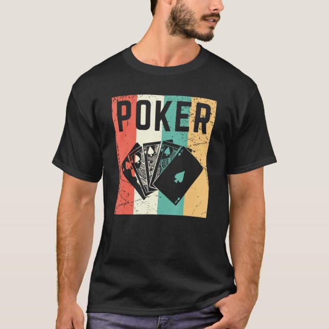 Vintage Poker Retro Playing Card Game T-Shirt (Front)