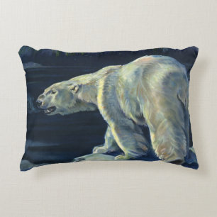 Vintage Polar Bear, Arctic Marine Life Animals Decorative Cushion