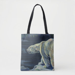 Vintage Polar Bear, Arctic Marine Life Animals Tote Bag