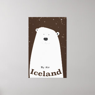 Vintage Polar Bear Iceland travel poster Canvas Print