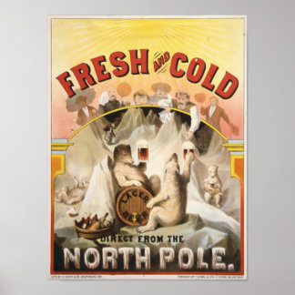 Vintage Polar Bears,Lager Beer Advertisement Print
